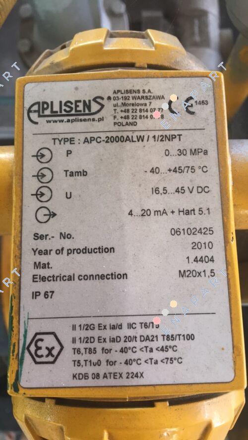 APC-2000ALWExd/0-30Mpa/1/2", NpT  Transmetteur de pression intelligent