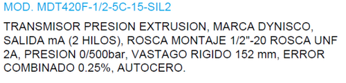 MDT420F-1/2-5C-15-SIL2 Transducteur de pression