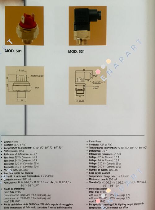 2108060  bimétallique thermostat 60 C