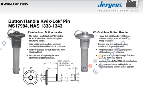 850640-26  KLP, POIGNÉE BOUTON 10MM X 26 SS