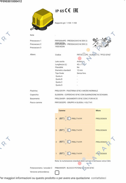 PF090301000412 Interrupteur de limite rotatif